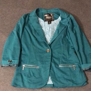 Green blazer 3 quarter sleeve blazer